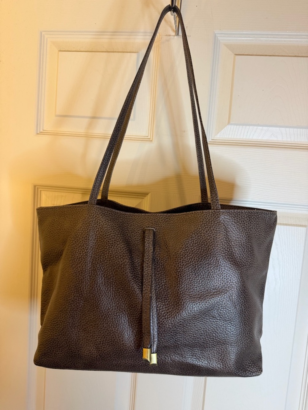 latico Dark Brown Pebbled Leather Tote